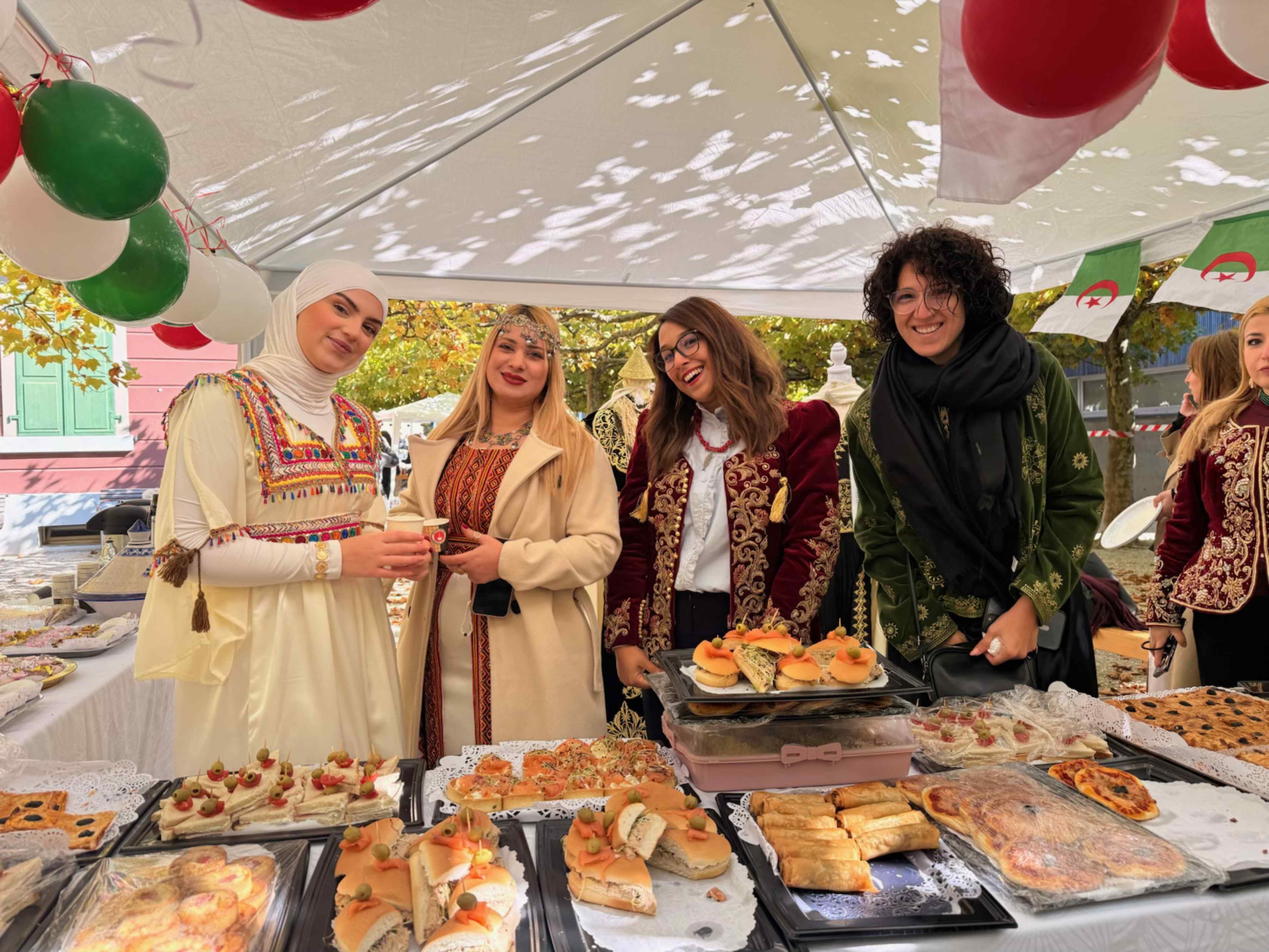 Overhead spread of colourful international street food